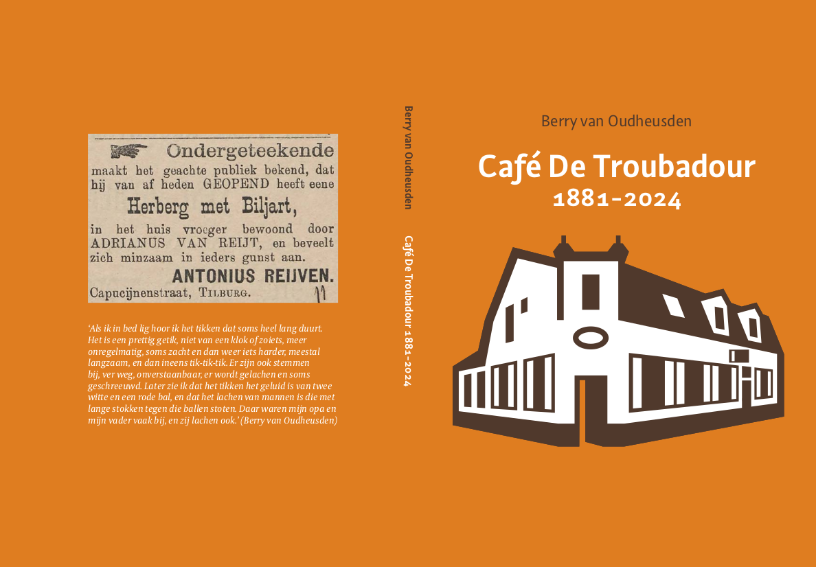 Omslag van het boek "Café De Troubadour: 1881-2024". Afbeelding: website Stichting Straat. Omslag van het boek "Café De Troubadour: 1881-2024". Afbeelding: website Stichting Straat.