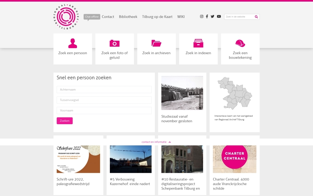 Website Regionaal Archief Tilburg