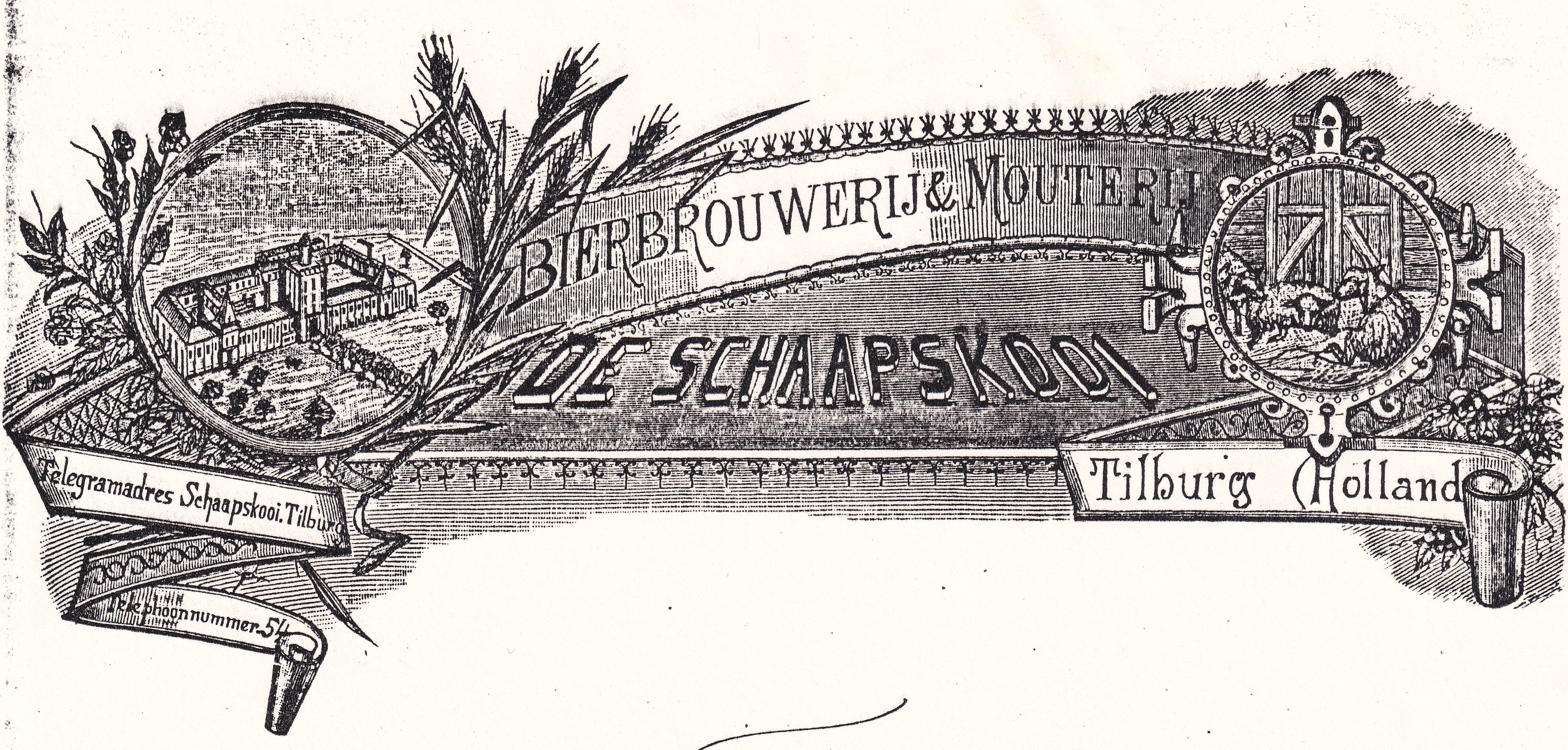 Briefhoofd Bierbrouwerij & Mouterij "De Schaapskooi", daterend uit 1894. © Eigen beheer Briefhoofd Bierbrouwerij & Mouterij "De Schaapskooi", daterend uit 1894. © Eigen beheer